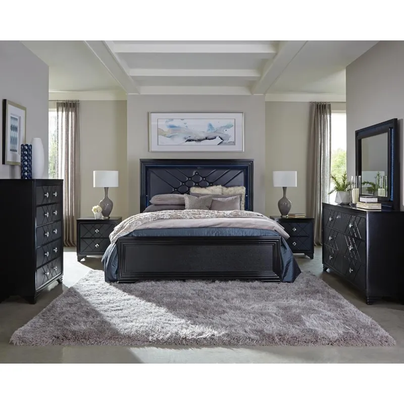 Penelope 4 Piece Bedroom Set Midnight Star Black - California King