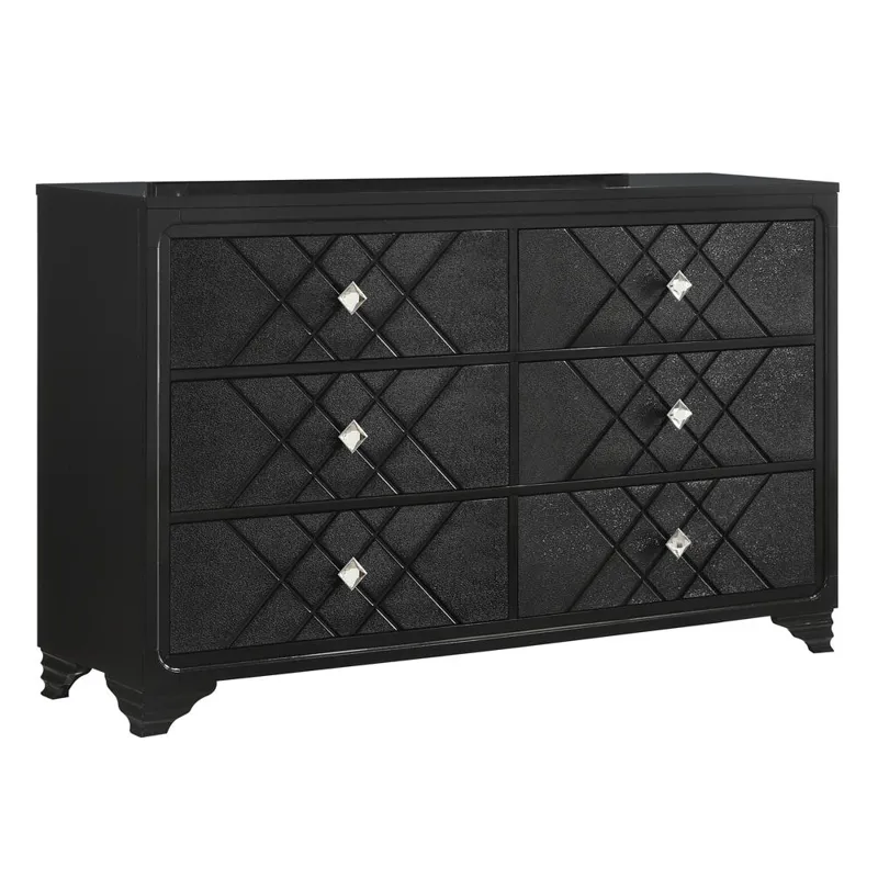 Penelope 6 Drawer Dresser Black