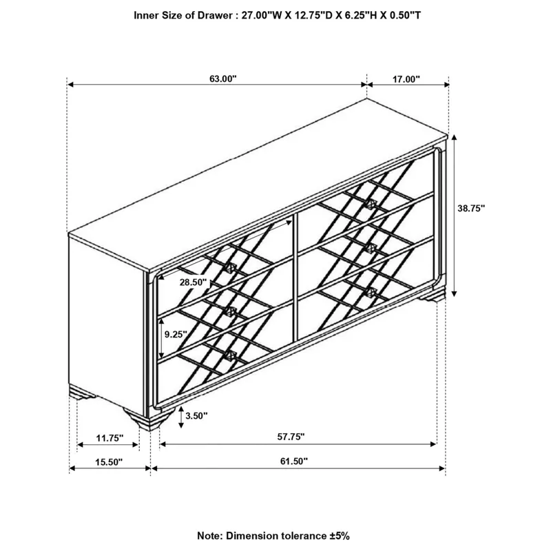 Penelope 6 Drawer Dresser Black