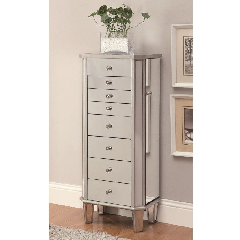 Jewelry Armoires Jewelry Armoire with Flip Mirror Top
