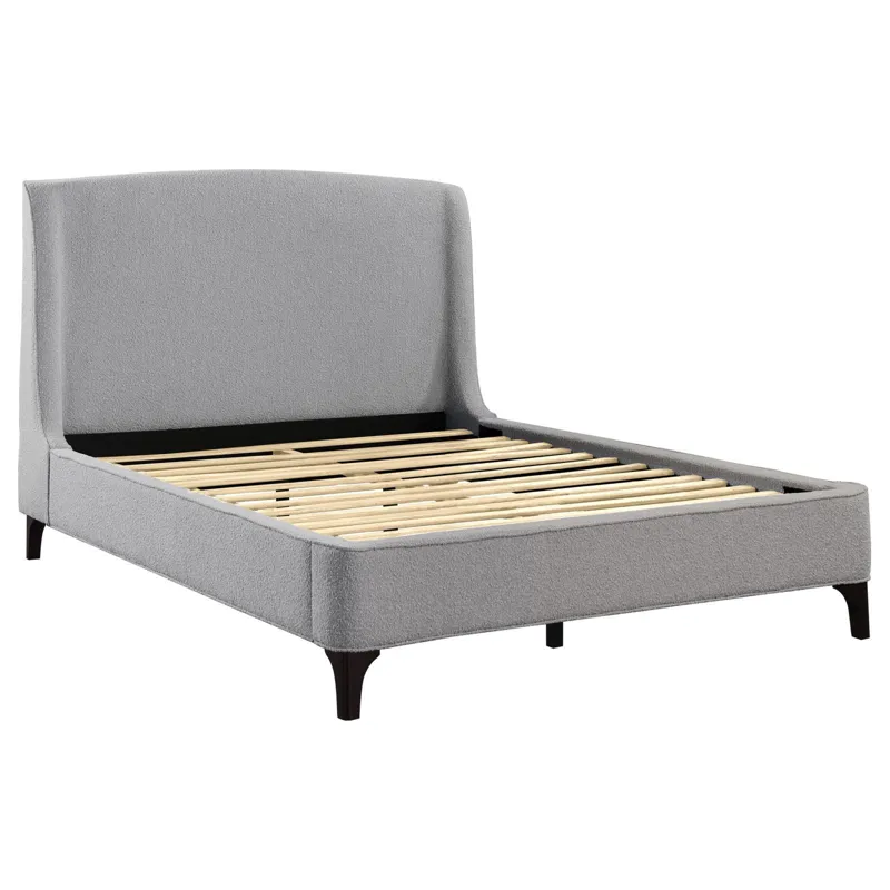 Mosby Upholstered Curved Headboard Eastern Platform Bed Light Grey - King
