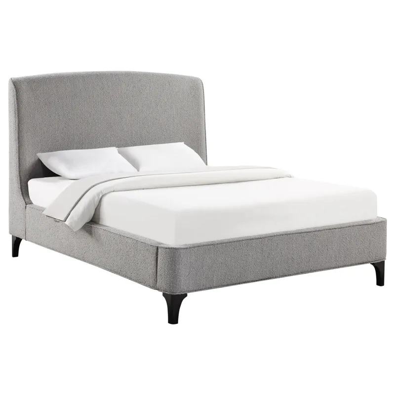 Mosby Upholstered Curved Headboard Eastern Platform Bed Light Grey - King