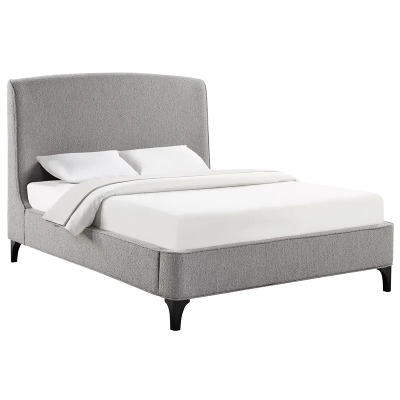 Mosby Upholstered Curved Headboard Eastern Platform Bed Light Grey - King