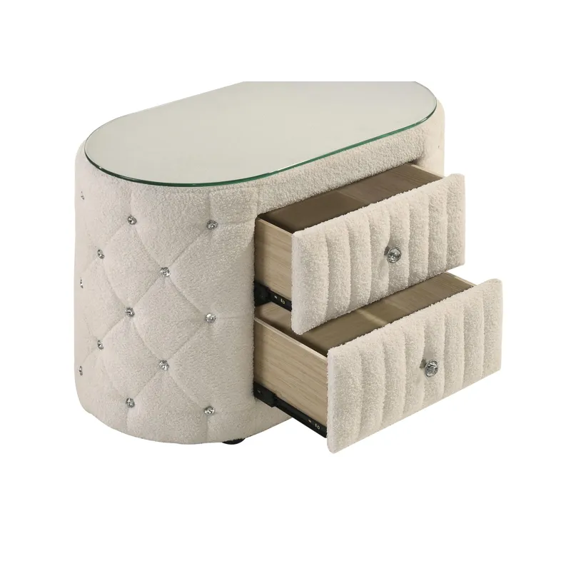 Sonya 2-Drawer Upholstered Nightstand Bedside Table Ivory