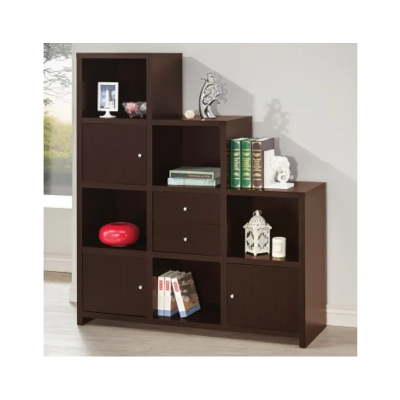 Bookcases Asymmetrical Bookshelf with Cube Storage Compartments