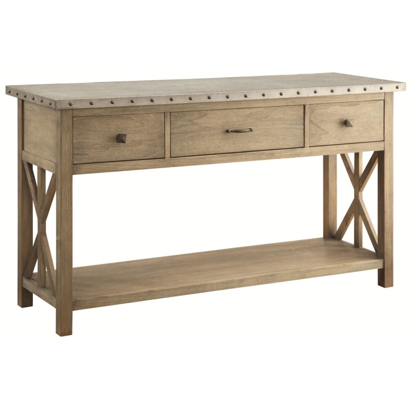 Webber Transitional Style Server with Metal Top and Nailhead Trim