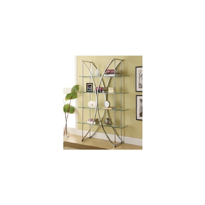Contemporary Chrome and Glass Bookcase 910050 by Coaster Furniture at