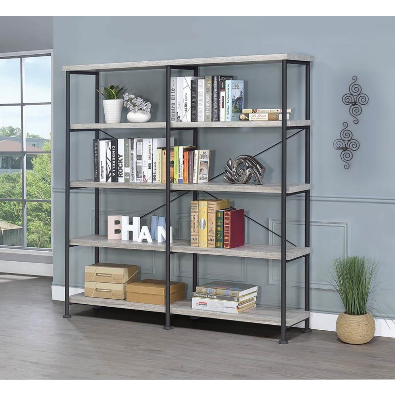 Guthrie Industrial Grey Driftwood Bookcase 801544 by Coaster Furniture