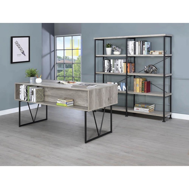 Guthrie Industrial Grey Driftwood Bookcase 801544 by Coaster Furniture