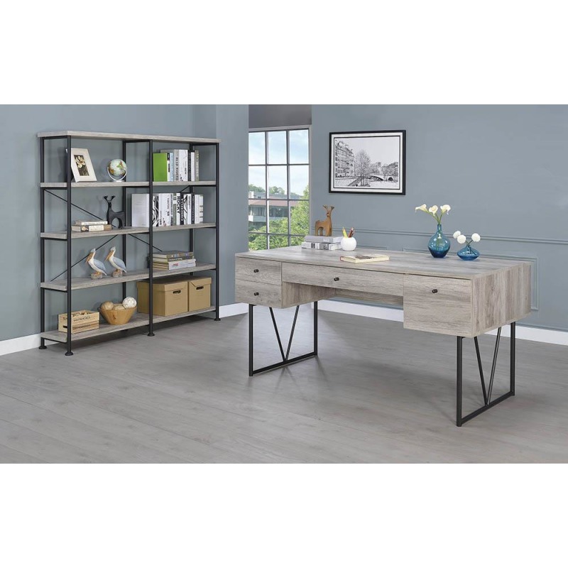 Guthrie Industrial Grey Driftwood Bookcase 801544 by Coaster Furniture