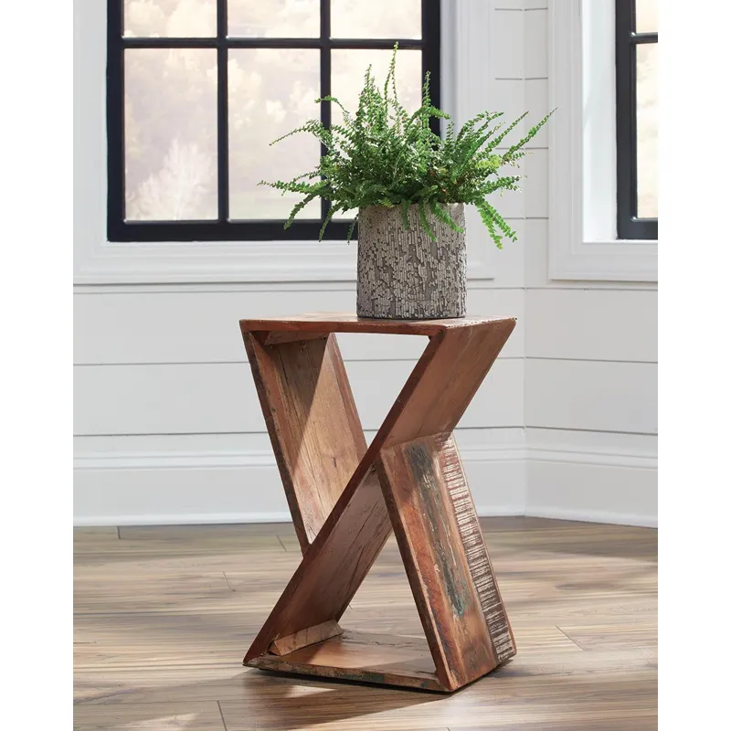 Industrial Reclaimed Wood Accent Table