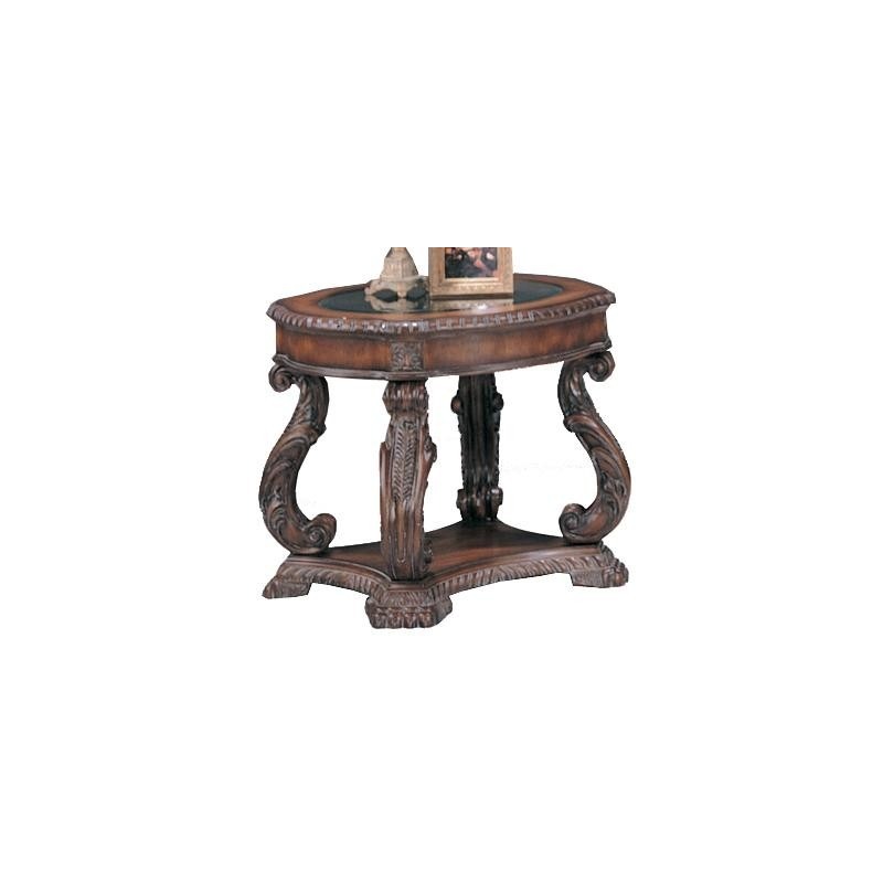 Doyle Traditional Oval End Table With Glass Inlay Top By Coaster