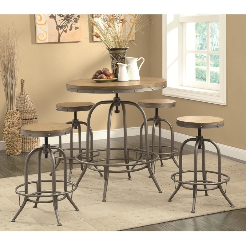Bar Units and Bar Tables Transitional Adjustable Bar table and Stool Set