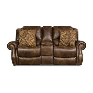 Waylon Mocha Reclining Loveseat w/Power Headrests & Console