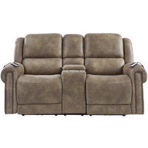 Burr Ridge Power Headrest Console Loveseat w/Lumbar
