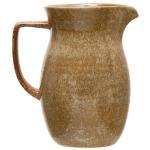 Stoneware Pitcher, Reactive Glaze, Mustard Color