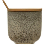 Stoneware Jar w/ Bamboo Lid & Spoon
