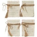 Wood Block Books with Saying & Jute Tie, White, 4 Styles