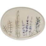 Oval Stoneware Debossed Floral Platter - Reactive Crackle Glaze