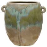Stoneware Crock, Opal Reactive Glaze, Celadon Color