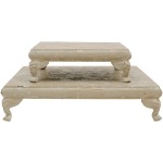 11-3/4" & Metal Footed Pedestals Distressed Cream Set of 2