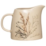 Stoneware Debossed Floral Creamer - Reactive Crackle Glaze