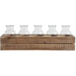 17"L Wood Crate w/ 5 Glass Bottles, Set of 6