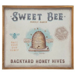 Wood Framed Canvas Wall Décor "Sweet Bee Backyard Honey Hives"