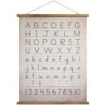 Canvas & Wood Scroll Wall Decor w/ Alphabet & Numbers & Jute Hanger
