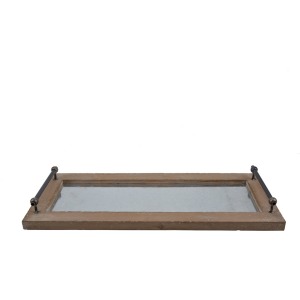 Decorative Wood & Metal Tray w/ Handles