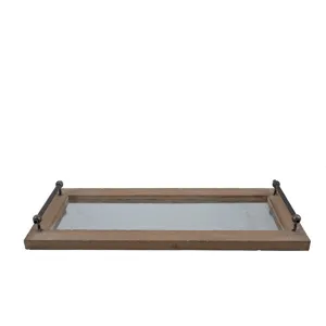 Decorative Wood & Metal Tray w/ Handles