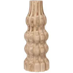 Decorative Carved Paulownia Wood Vase, Natural