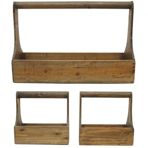 Wood Planter Baskets Set of 3