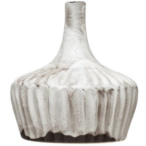 Stoneware Fluted Vase - Distressed Reactive Glaze