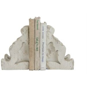 Magnesia Corbel Bookends, Distressed White, Set of 2