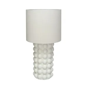 Stoneware Hobnail Table Lamp w/ Linen Shade
