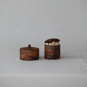 Acacia Wood Container with Lid
