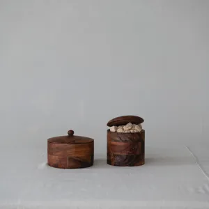 Acacia Wood Container with Lid