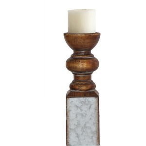 Metal & Wood Pillar Holder Holds 3