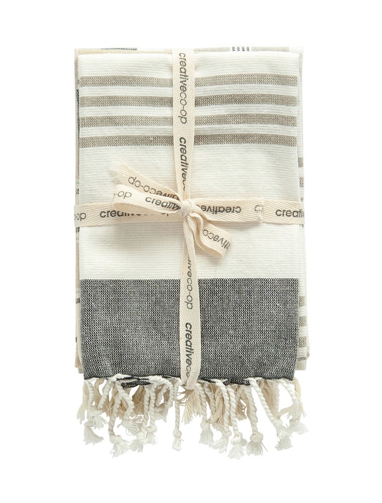Cotton Striped Tea Towels DF2123 by Creative CoOp at Old Brick