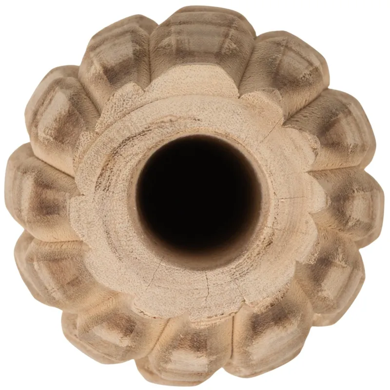 Decorative Carved Paulownia Wood Vase, Natural