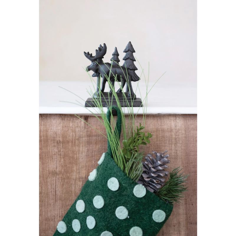 Cast Iron Moose Stocking Holder with Trees - Thumbnail 2