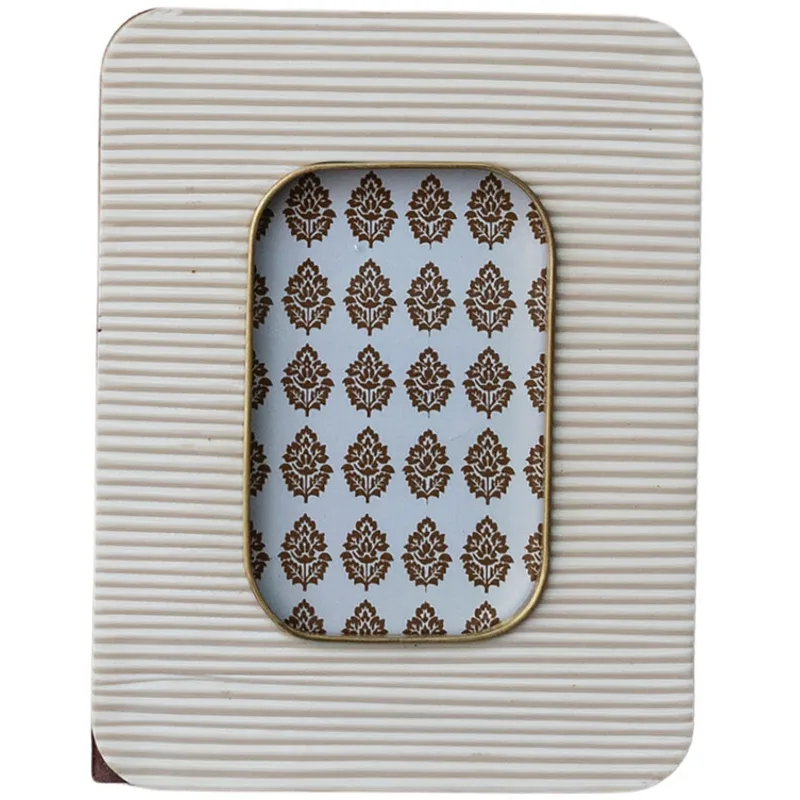 Resin Ribbed Photo Frame with Brass Inlay