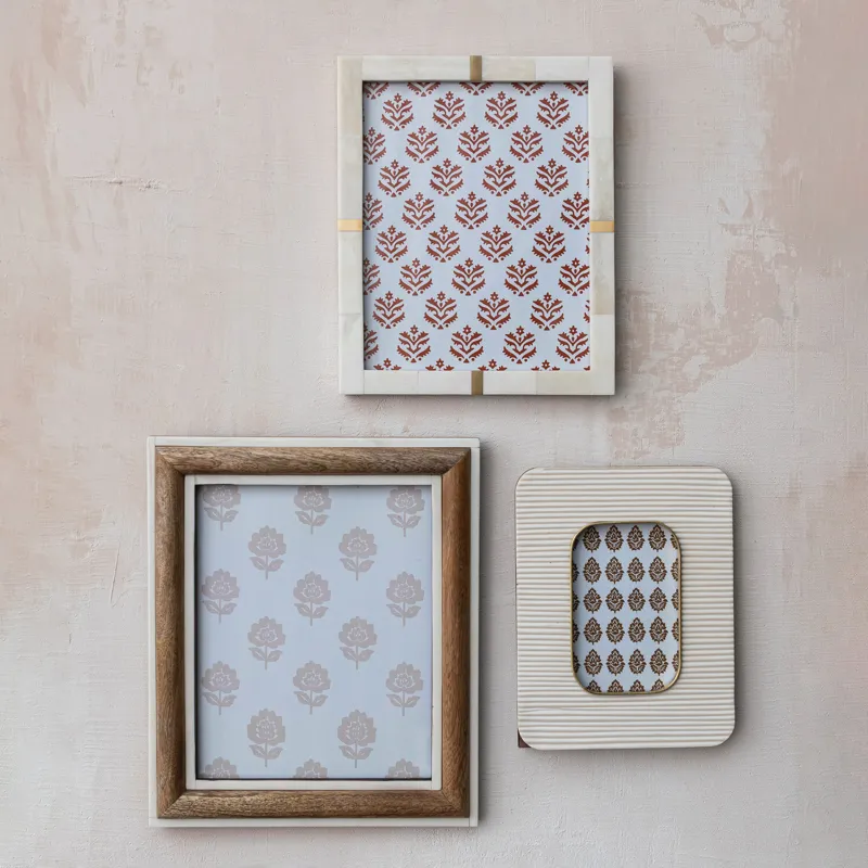 Resin Ribbed Photo Frame with Brass Inlay