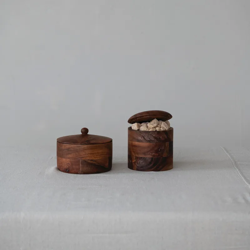 Acacia Wood Container with Lid