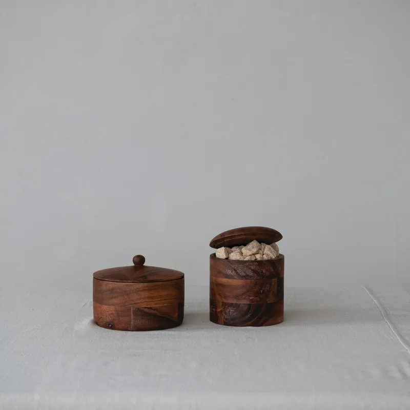 Acacia Wood Container with Lid