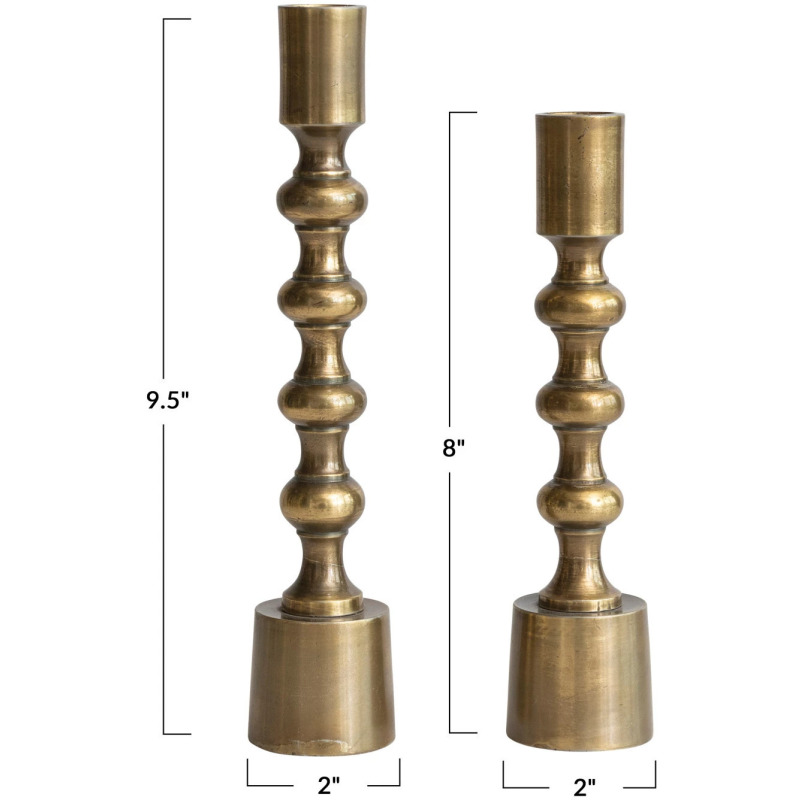 Antique Brass Taper Holders - Thumbnail 3