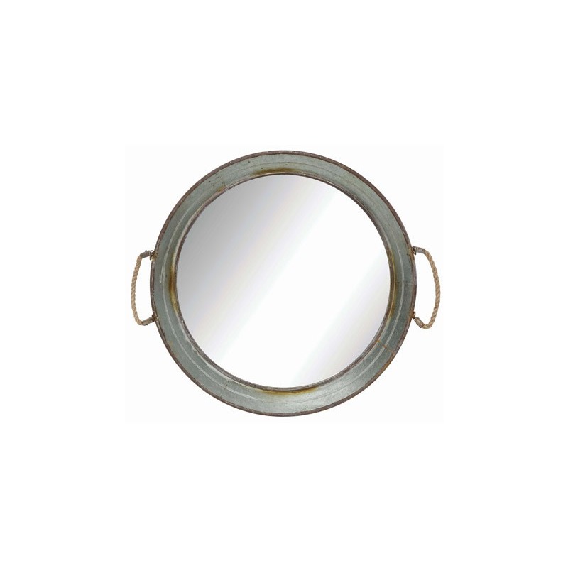 Creative Co-Op Round Decorative Iron Tray with Handles Creative Co-Op Round Decorative Iron Tray with Handles