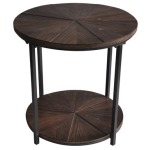 Jackson Round Metal And Rustic Wood End Table