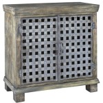 Bengal Manor Metal Lattice Work And Mango Wood Cabinet